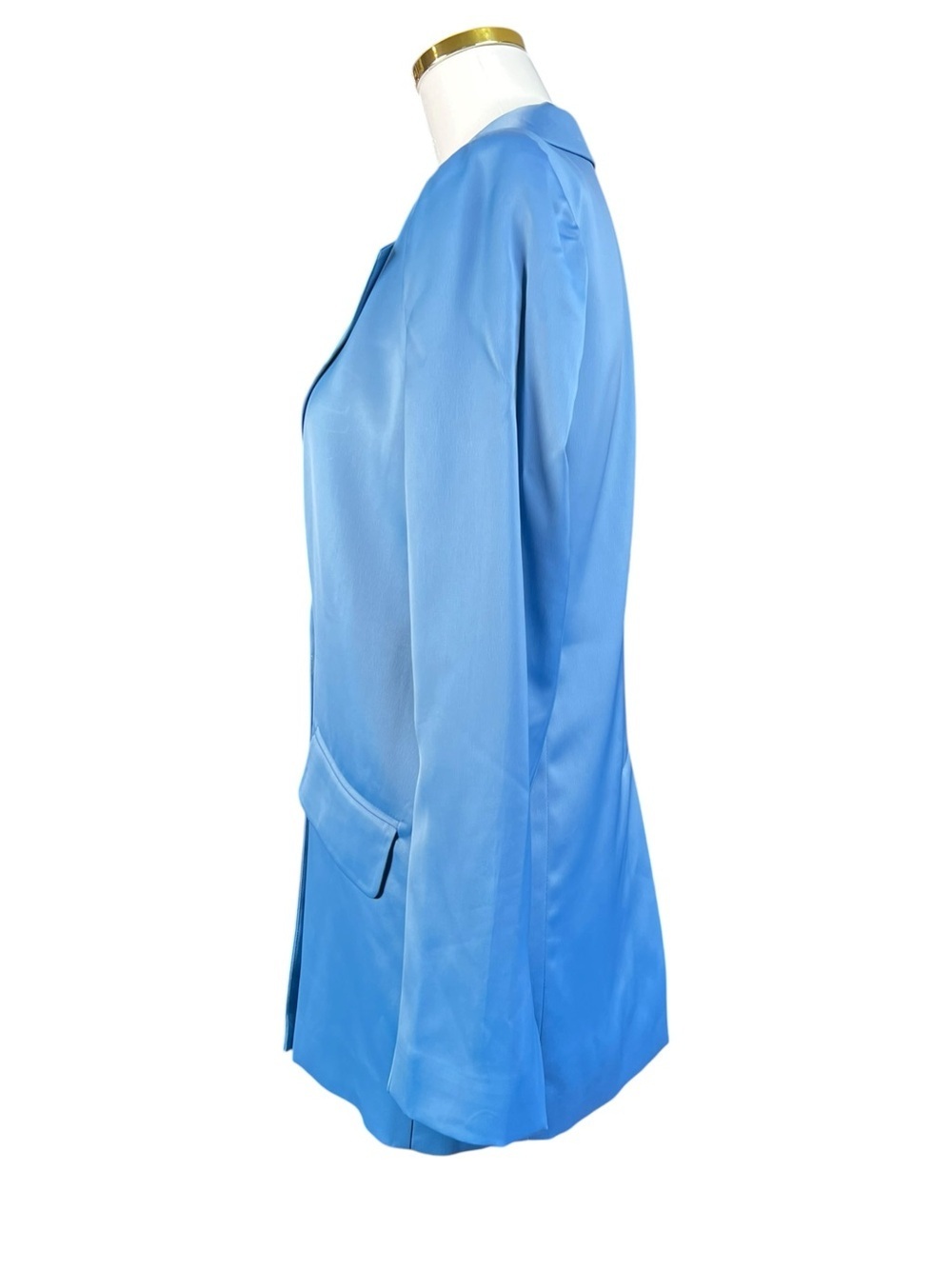 House of Harlo 1960 Satin Boyfriend Blazer in Sky Blue Size XS - Picture 3 of 10